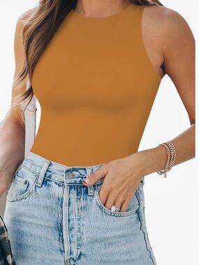 Mangopop Crewneck Tank Top Bodysuit NWOT